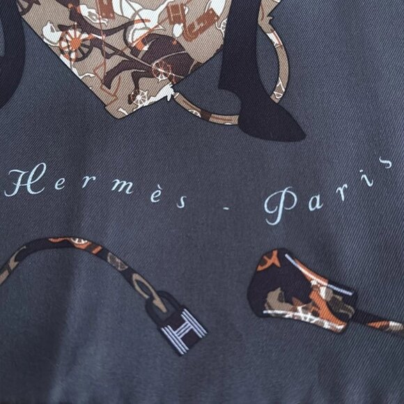 Auth HERMES Carre 70 - Dark Brown Orange Multi Scarf - Picture 3 of 4